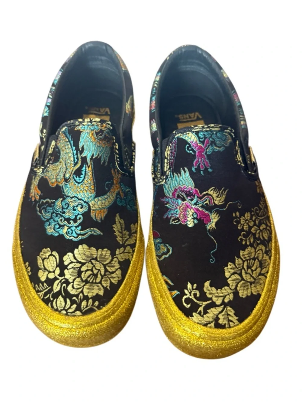 Vans Opening Ceremony x OG Black Slip-On w Gold Glitter Platform -Size 7.5 women